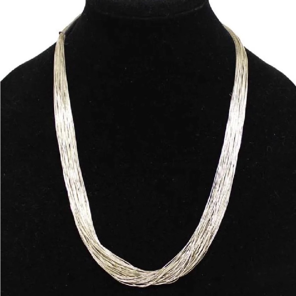 Navajo Native American Sterling Liquid Silver Necklace